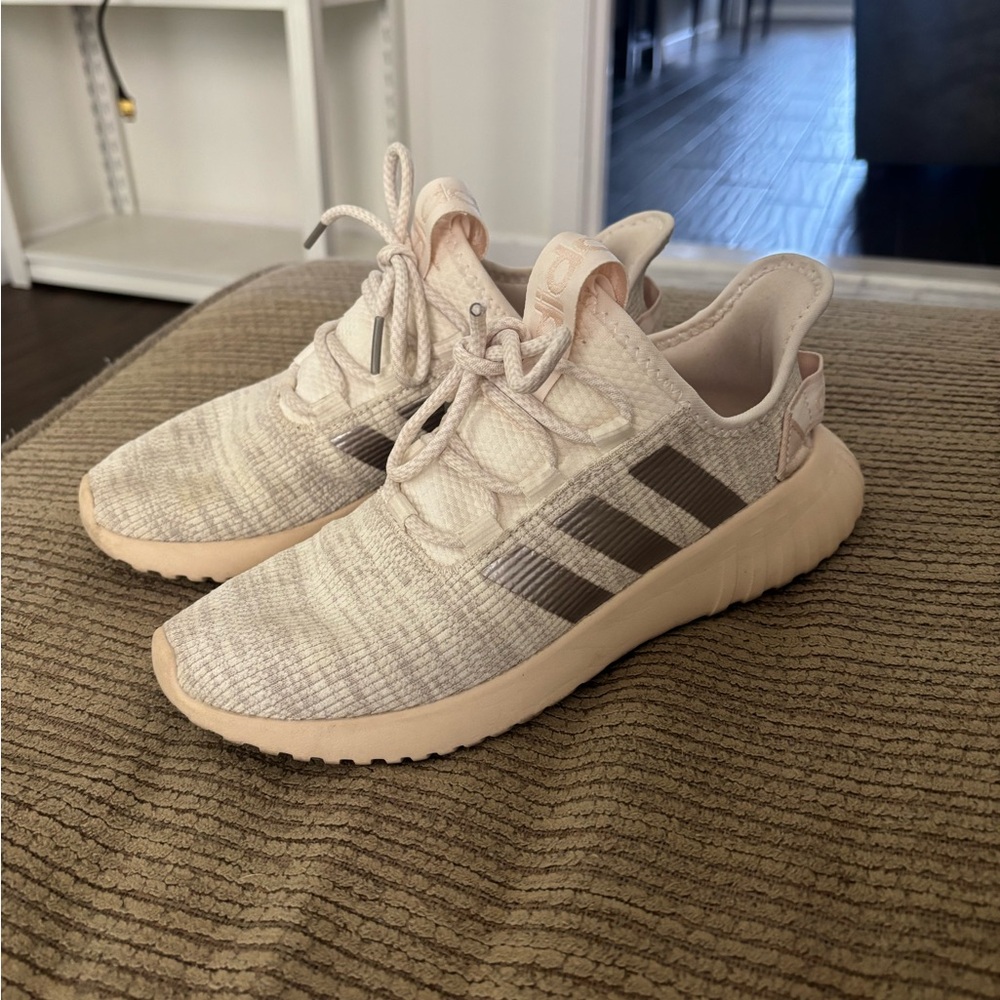 Adidas Cream and Grey Athletic Shoes